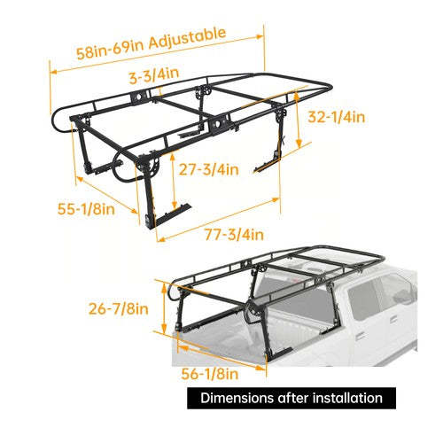 Solid Spare Adjustable FullSize Trunk Bed Truck PICKUP Rack Ladder Lumber Utility Kayak