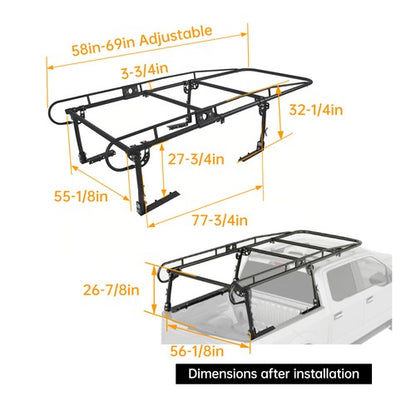 Solid Spare Adjustable FullSize Trunk Bed Truck PICKUP Rack Ladder Lumber Utility Kayak