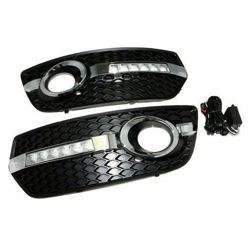 LED DRL Fog Lights Bezel Cover Lamp w/Wire harness switch For 2009-2012 Audi Q5