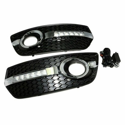 LED DRL Fog Lights Bezel Cover Lamp w/Wire harness switch For 2009-2012 Audi Q5