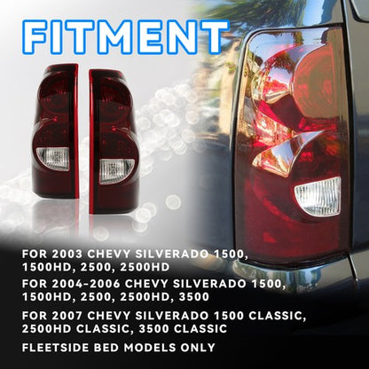 Solid Spare Tail Lights Brake Lamps W/Bulbs For 2003-2006 Chevy Silverado 1500 2500 3500 HD