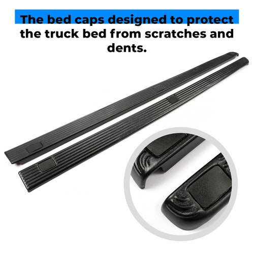 Solid Spare For 02-16 Ford F250 F350 Super Duty 8.0' Bed Side Rail Top Molding Covers LH+RH