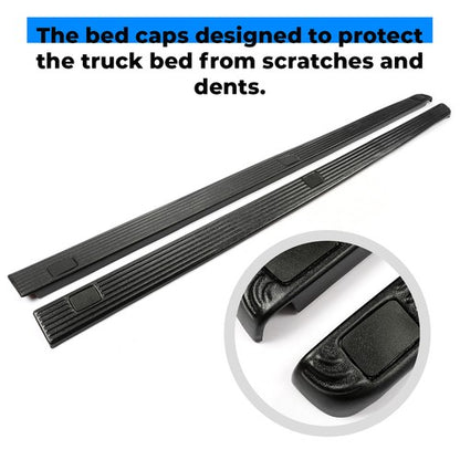 Solid Spare For 02-16 Ford F250 F350 Super Duty 8.0' Bed Side Rail Top Molding Covers LH+RH