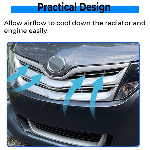 Solid Spare Fits Toyota Venza 2013-2016 Front Upper Grille Grill Silver Factory Replacement