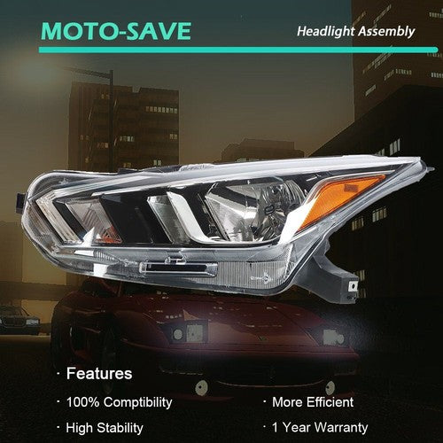 Solid Spare For 20-21 Nissan Versa S SV Left Headlight Replacement Chrome Housing Clear Lens