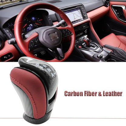 Fit 2009-2020 2021 Nissan GTR R35 Red Leather Carbon Fiber Shift Knob 3491080B0A
