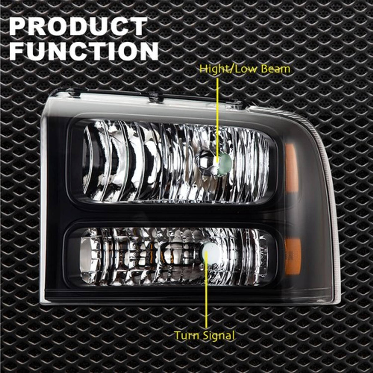 Solid Spare Fit For 05-07 Ford F250 F350 F450 F550 Super Duty Headlights Assembly Left+Right