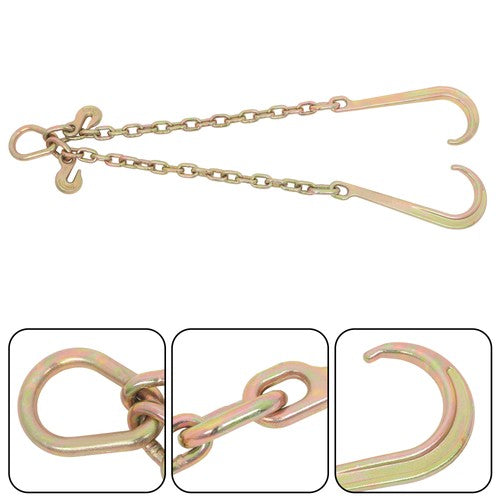 Solid Spare Working Load 7100lbs Double Limb Hook Chain 3/8in*2ft G80 Chain 15IN J Hooks
