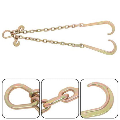 Solid Spare Working Load 7100lbs Double Limb Hook Chain 3/8in*2ft G80 Chain 15IN J Hooks
