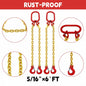 2PCS 5/16"x6' G80 Chain Lifting Sling 2 Legs 3T/6600lbs Capacity w/ Grab Hooks