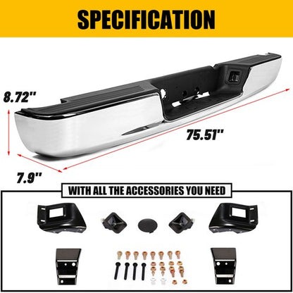 Solid Spare Rear Bumper Black Step For 2002-2008 Dodge Ram 1500 2003-2009 Ram 2500 3500