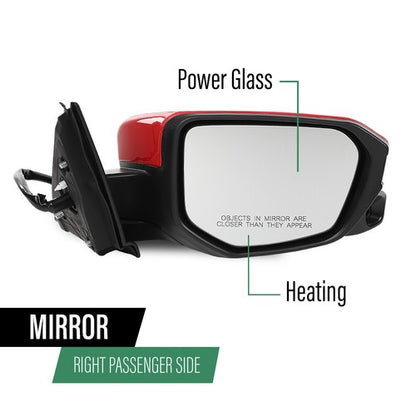 Solid Spare Fit For Honda Civic Sedan 16-2020 Red Mirror Power Heated Camera Passenger Side