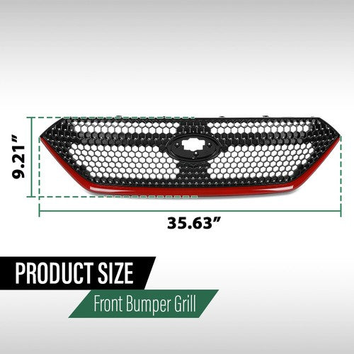 Solid Spare Fit For 2022-2024 Subaru WRX Front Bumper Grille Black & Red Grill Assembly