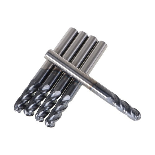 Solid Spare 5pcs 1/4" 4 Flute USA Ball Nose Carbide End Mill 3/4" Cut Length Tialn Coated