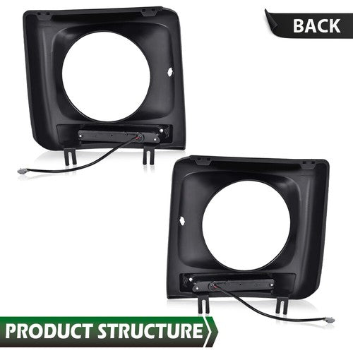 Solid Spare Fit For 1990-2018 Benz W463 G63 Wagon G500 Black Headlight Trim Bezel w/ LED DRL