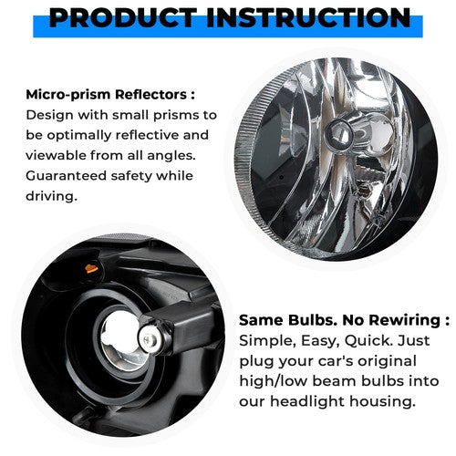 Solid Spare Headlights For 11-19 Dodge Grand Caravan 08-16 Chrysler Town&Country Left Driver