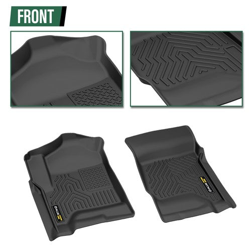 Solid Spare TPE Floor Mats Liners Fit For 14-18 Silverado/Sierra 1500 2500HD 3500HD Crew Cab