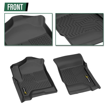 Solid Spare TPE Floor Mats Liners Fit For 14-18 Silverado/Sierra 1500 2500HD 3500HD Crew Cab
