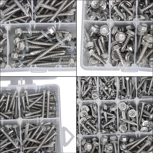 Solid Spare 410 Stainless Steel Self Tapping Screws for Metal, 425PCS #8#10 Assortment Set