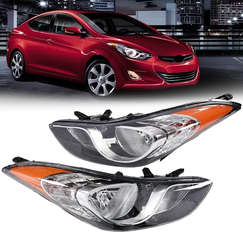 For 2011 2012 2013 Hyundai Elantra Halogen Headlights Headlamps Assembly Pair