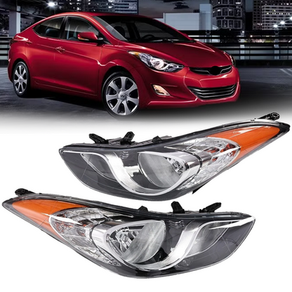For 2011 2012 2013 Hyundai Elantra Halogen Headlights Headlamps Assembly Pair