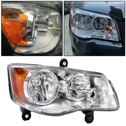 Solid Spare Passenger Side For 08-16 Chrysler Town & Country 11-20 Grand Caravan Headlight