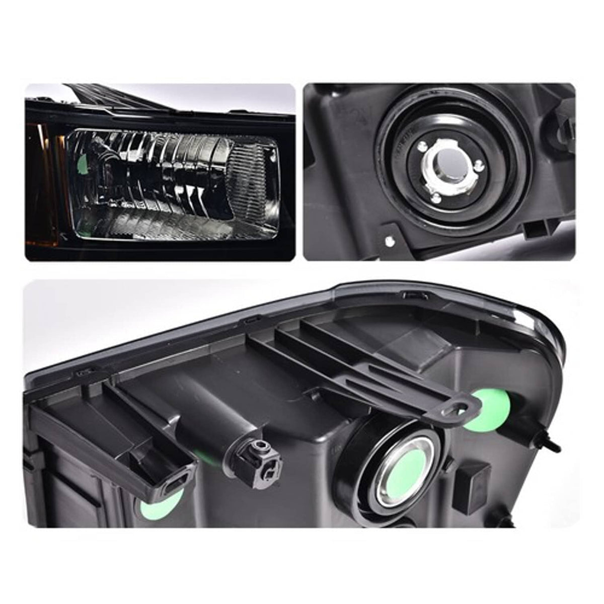 Solid Spare Fit For 2007-2014 GMC Sierra 1500 2500 3500 Smoked/Black Headlight Head Lamps