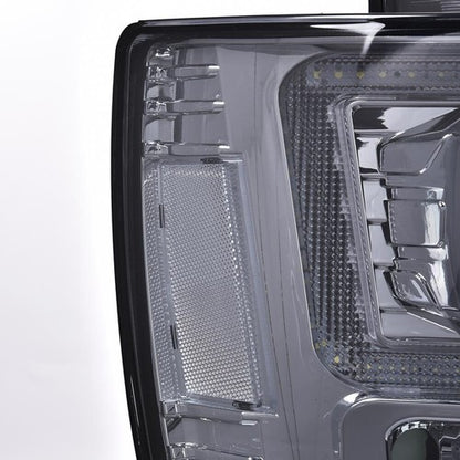 Solid Spare Fit For 2007-2014 Avalanche Tahoe Suburban Smoke/Chrome LED Projector Headlights