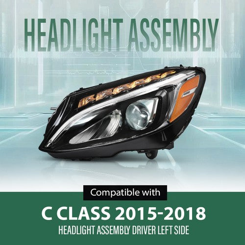Solid Spare LED Headlight Left Driver Side Fit For 2015-2018 Mercedes Benz C-Class W205 C300