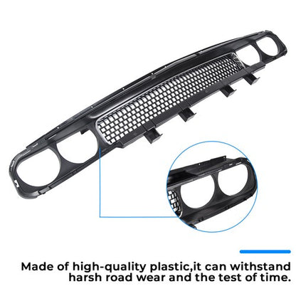 Solid Spare For 2008-2014 Dodge Challenger Front Bumper Grille Black w/ Chrome Trim Molding