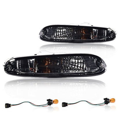 Solid Spare Fit For 90-97 Mazda MX-5 Miata Smoke Front Bumper Signal Lights w/ Bulbs