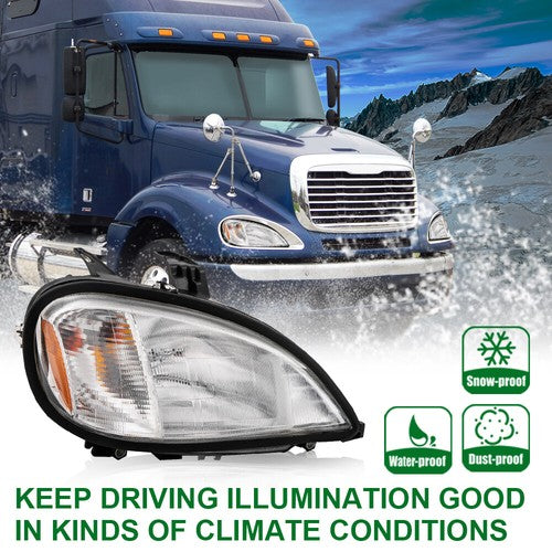 Solid Spare Fit For 96-04 Freightliner Columbia Headlight Headlamp Right Passenger Side