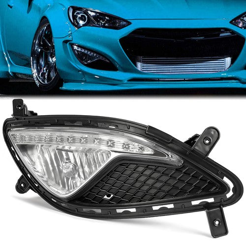 Solid Spare Fog Light Lamp + Cover + Connector RH/Passenger For Hyundai 13-17 Genesis Coupe