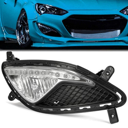 Solid Spare Fog Light Lamp + Cover + Connector RH/Passenger For Hyundai 13-17 Genesis Coupe