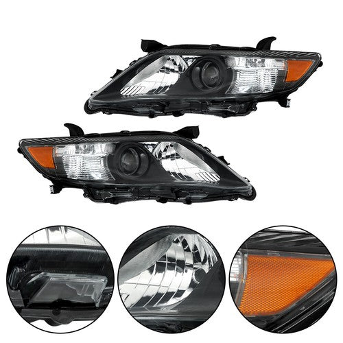 Solid Spare Headlights Black Fog Lights+Switch Kit For 10-11 Toyota Camry SE Left+Right Side