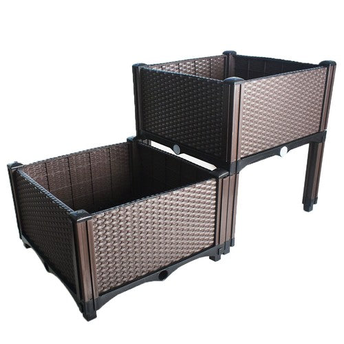 Solid Spare Set of 2 Elevated Plastic Planter Box Elevated Raised Garden Bed Indoor Outdoor