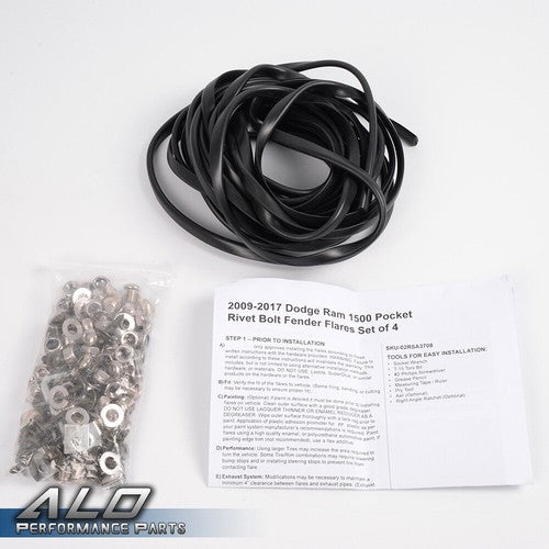 Solid Spare Fit For 2009-2023 Dodge Ram 1500 / Classic Pocket Rivet Bolt On Fender Flares