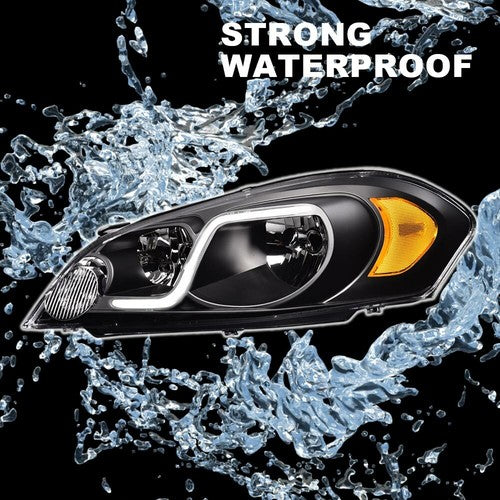 Solid Spare Fit For 06-16 Chevy Impala/Monte Carlo LED DRL Black Headlights Left+Right