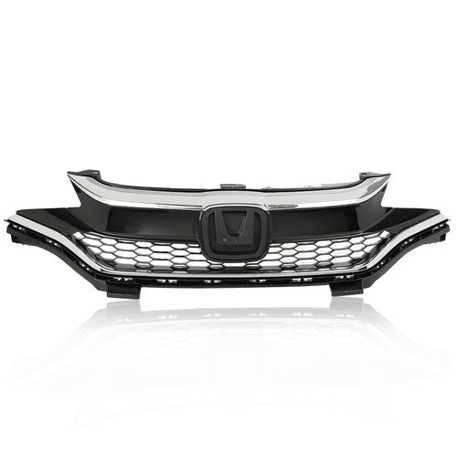 Solid Spare Fit For 2018-2020 Honda Fit Front Bumper Upper Honeycomb Grille w/ Chrome Trim