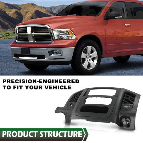 Solid Spare Fit For 2002-2005 Dodge Ram Center Dash Radio Trim Air Vent Bezel Panel Black
