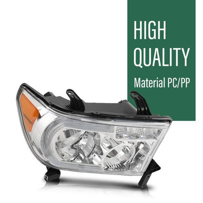 Solid Spare Fit For 07-13 Toyota Tundra 08-17 Sequoia Clear Lens Chrome LED Tube Headlights