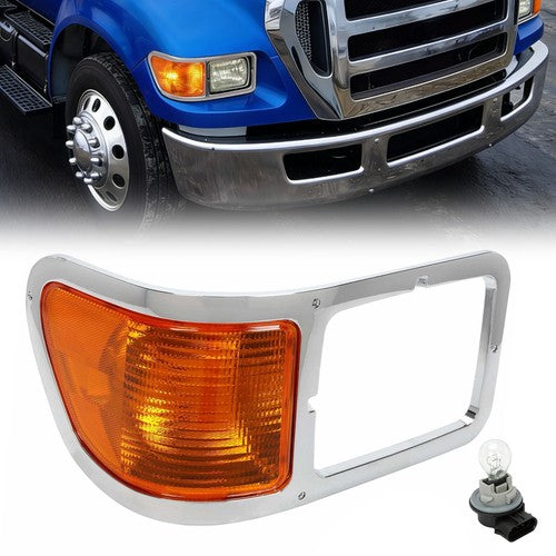 Solid Spare Passenger Side Headlight Bezel Signal Corner W/Bulb For 2000-2015 Ford F650 F750