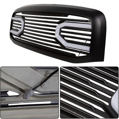 Solid Spare For Dodge RAM 2500 3500 1500 06-09 Front Hood Black Big Horn Grille+Shell+Light
