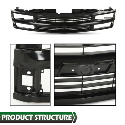 Solid Spare Front Grille Fit For 1994-1998 Chevy C/K 1500 2500 3500 Composite Pickup Truck