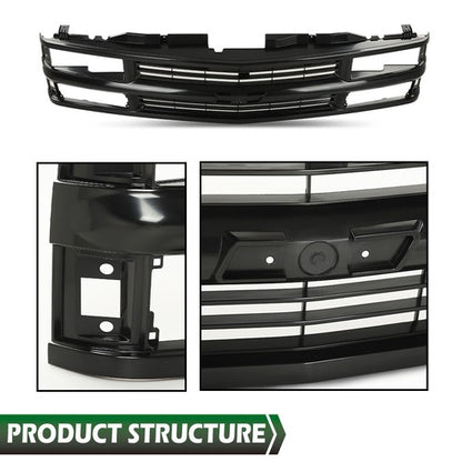 Solid Spare Front Grille Fit For 1994-1998 Chevy C/K 1500 2500 3500 Composite Pickup Truck