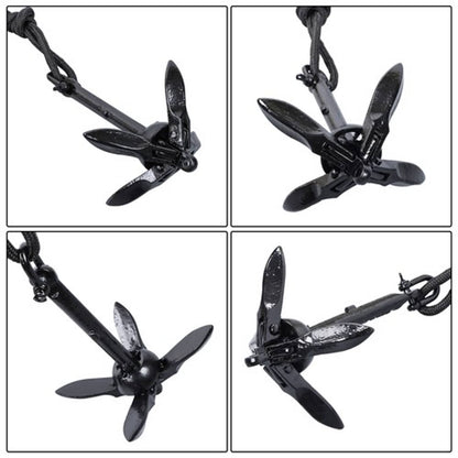 Solid Spare For Grapnel Boat Marine Kayak 2-Pack Folding Anchor Set 0.7kg Black