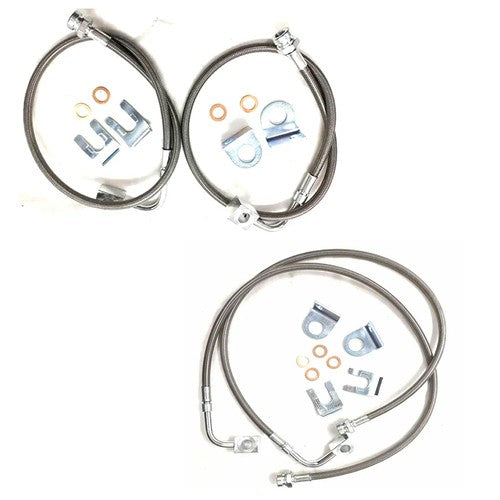 89716 2-6" Lift Front+Rear Extended SS Brake Line Kit For Jeep Wrangler JK 07-18