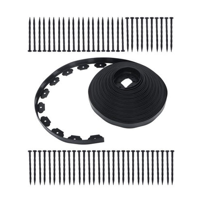 Solid Spare Garden Edging Landscape Edging with 60 Spikes for Lawn 1.5 Inch 100FT Black