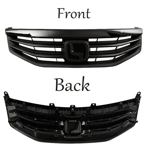 For 2011 2012 Honda Accord Front Bumper Upper Gloss Black Mesh Grill Grille