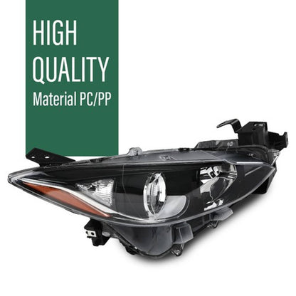 Solid Spare Fit For 2014-2016 Mazda 3 Amber/Black Projector Headlights Assembly Left+Right